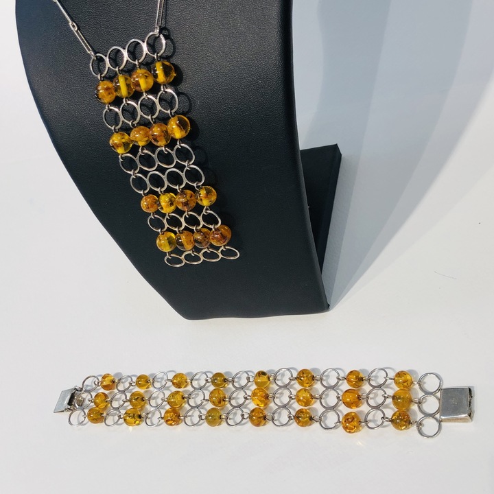 Stříbrná souprava, náhrdelník a náramek