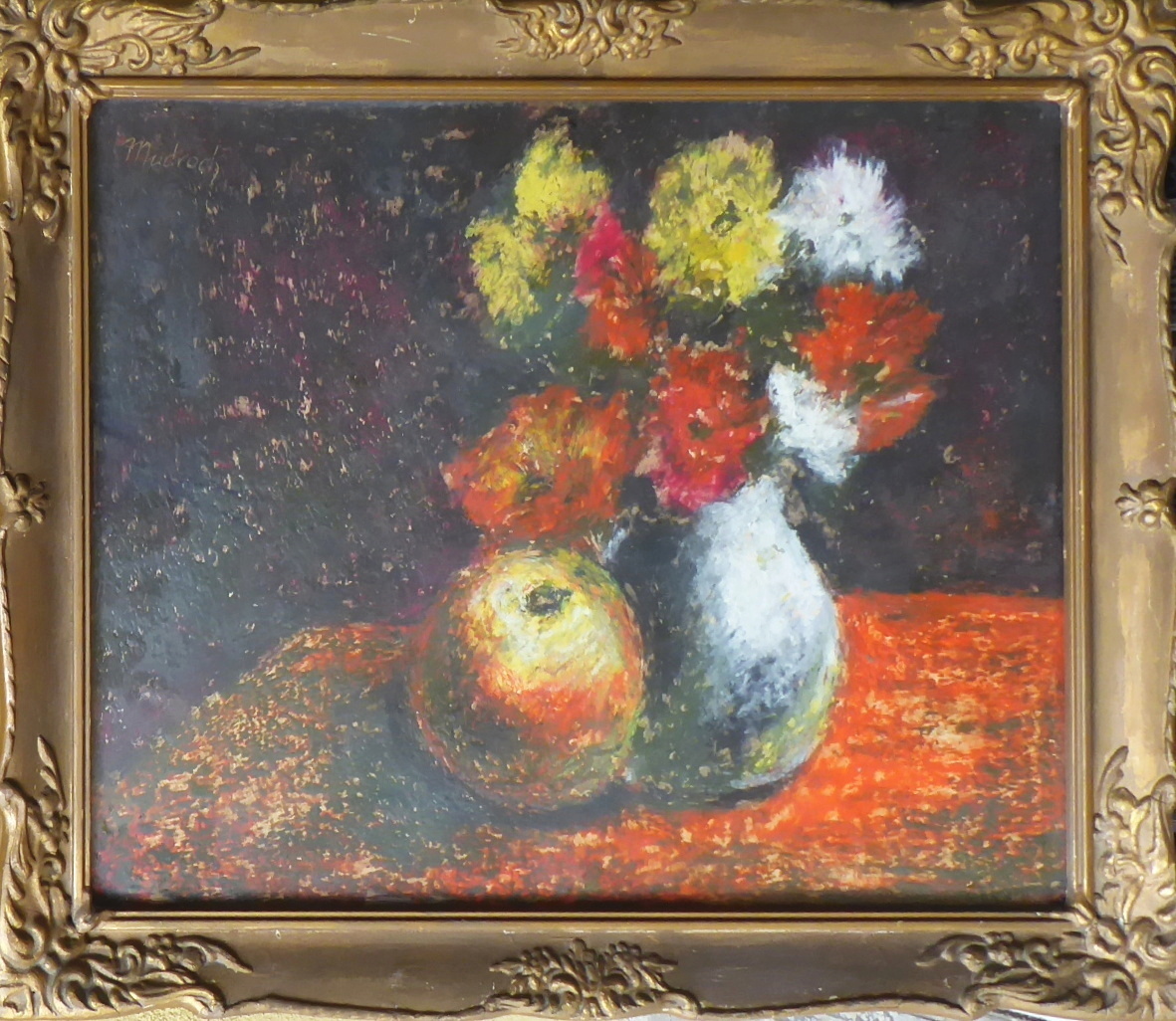 Ján Mudroch – Zátiší s květinami a jablkem