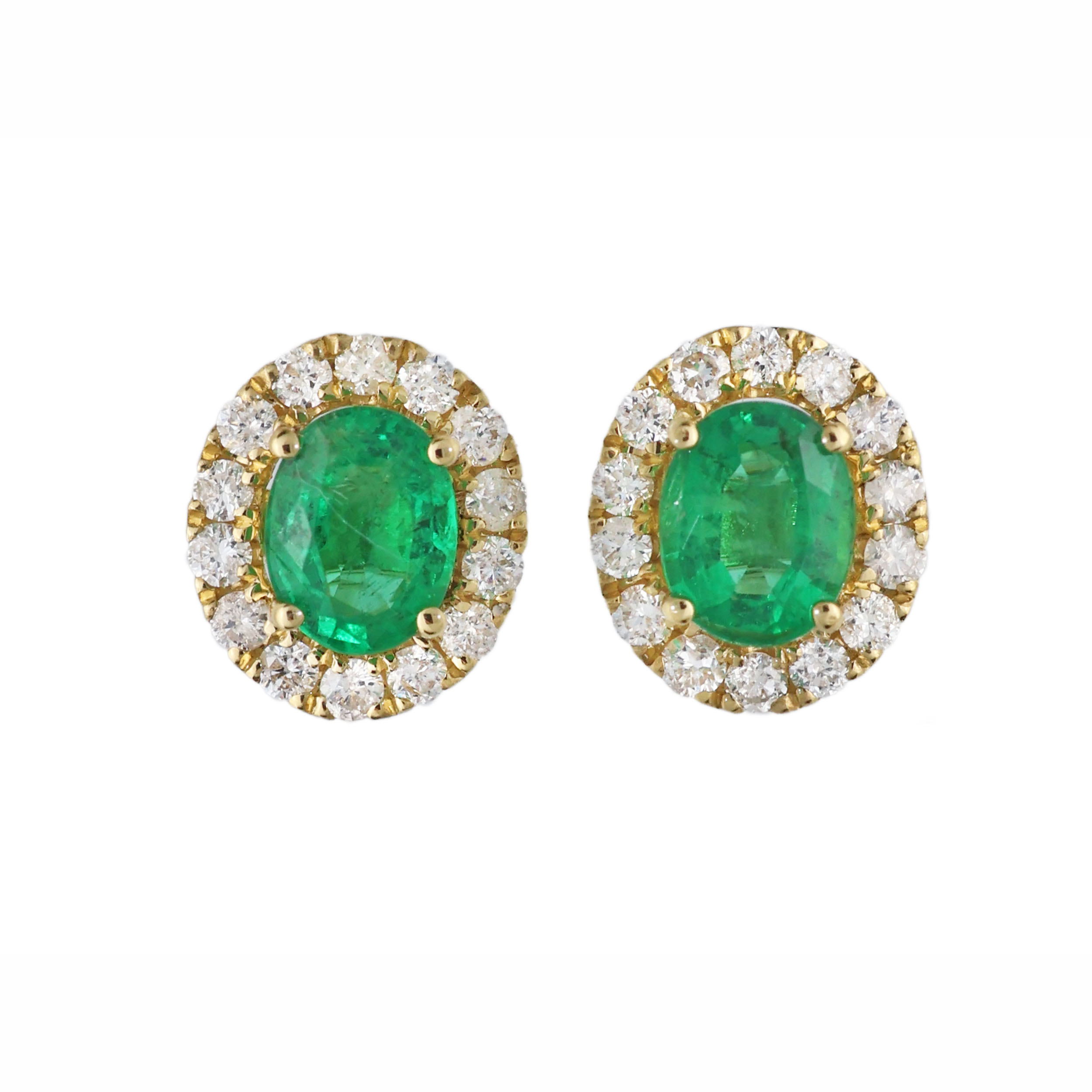 Zlaté náušnice s přírodními smaragdy a brilianty