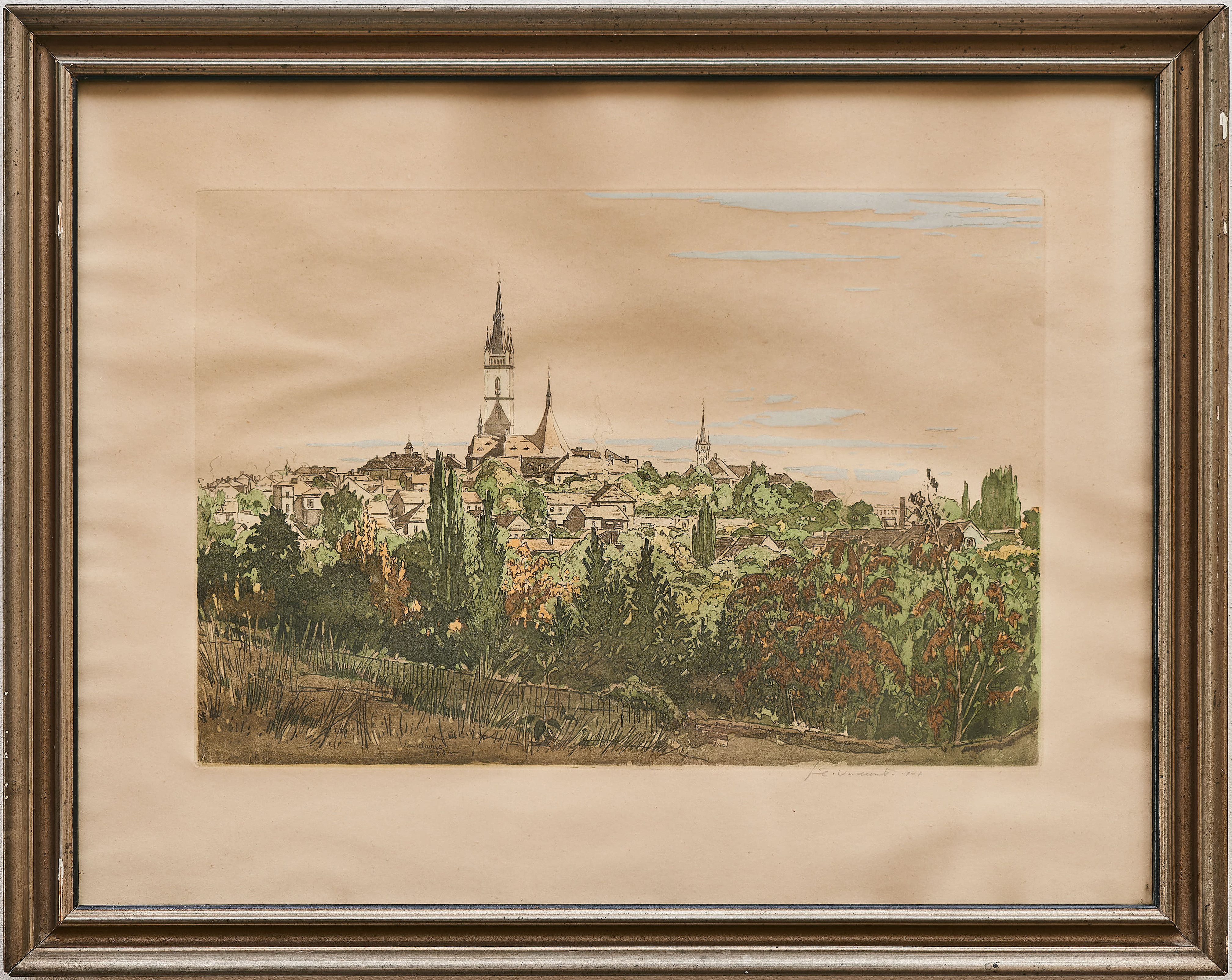 Jan C. Vondrouš (1884–1970): Čáslav, 1948, grafika na papíře