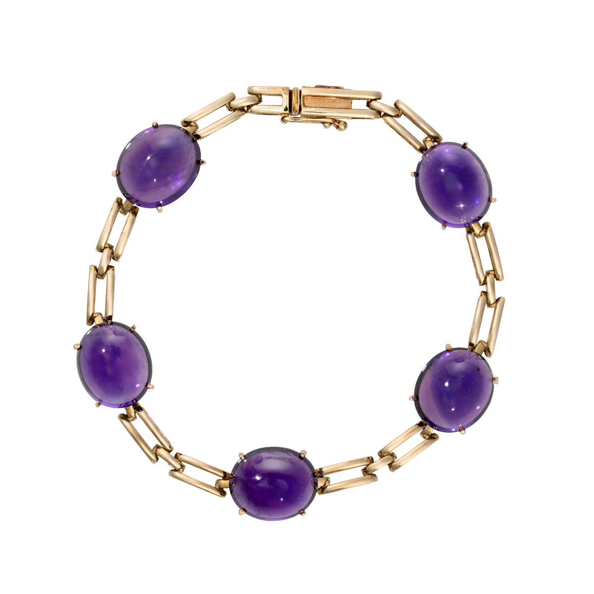 Zlatý náramek s přírodními ametysty