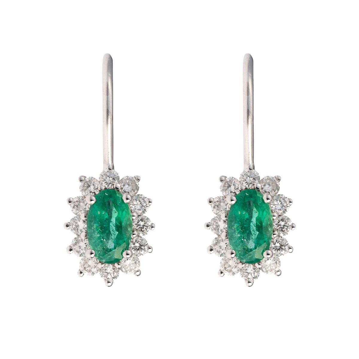 Zlaté náušnice s diamanty a smaragdy