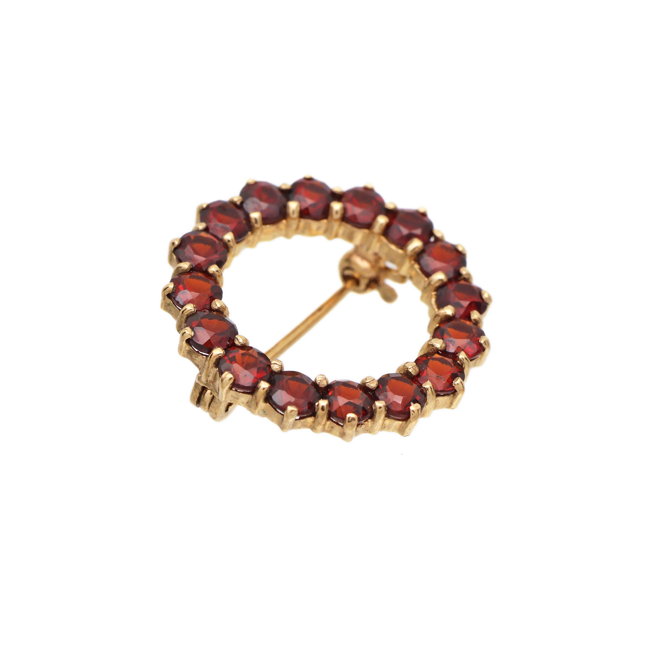 Zlatá brož s granáty