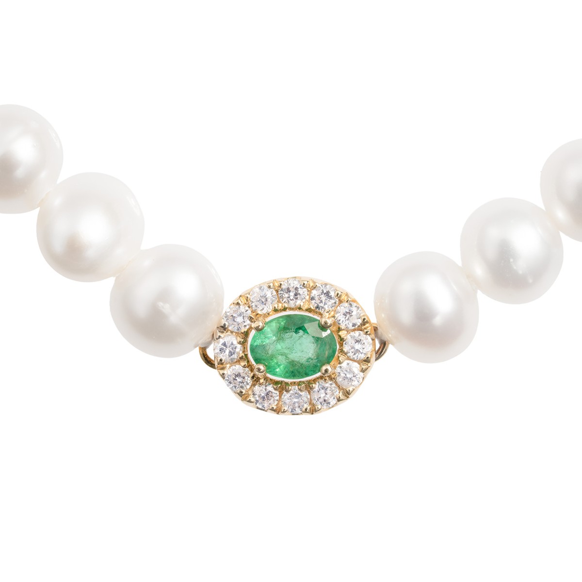 Náramek s perlami, smaragdem a diamanty