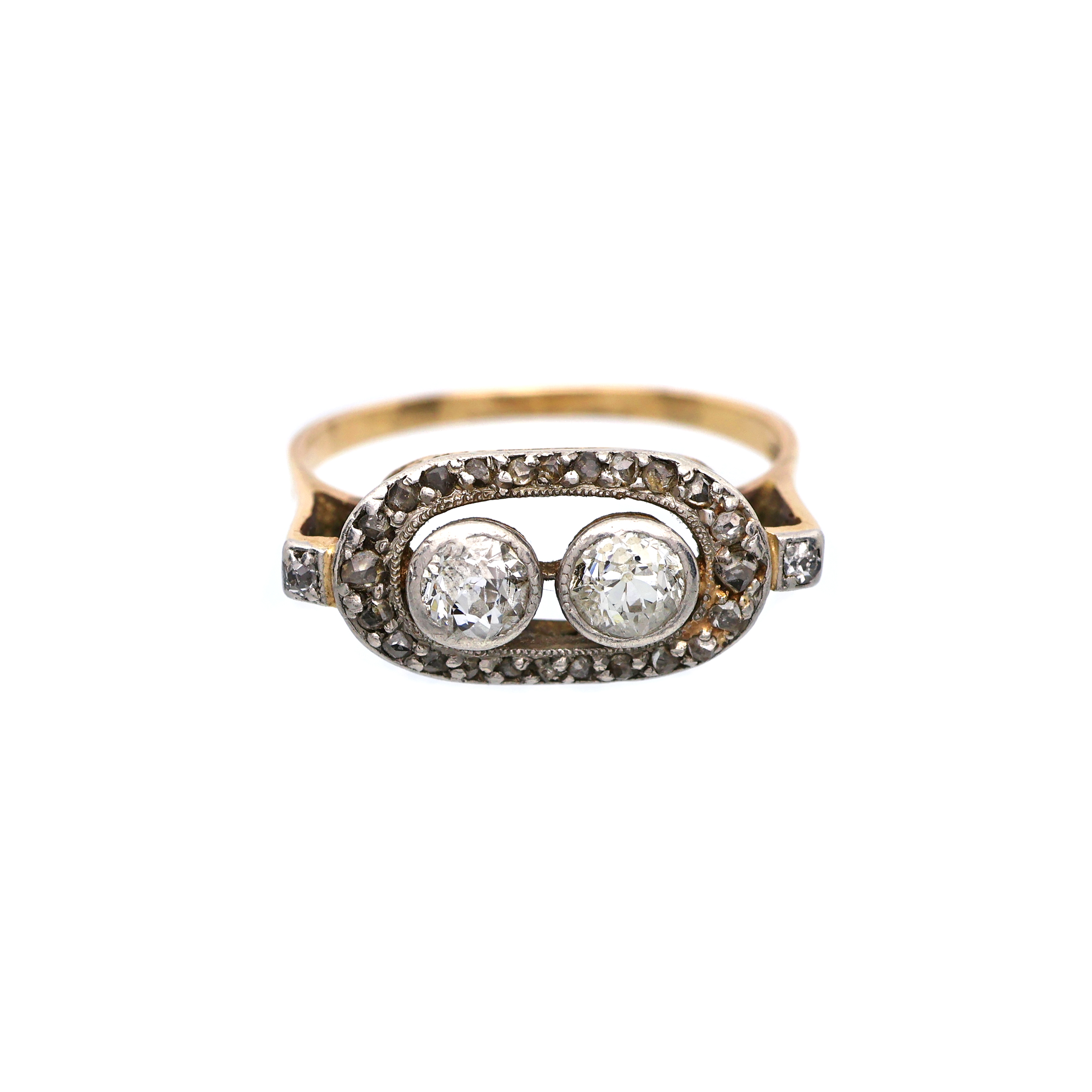 Art deco zlatý prsten s přírodními diamanty 0,77 ct