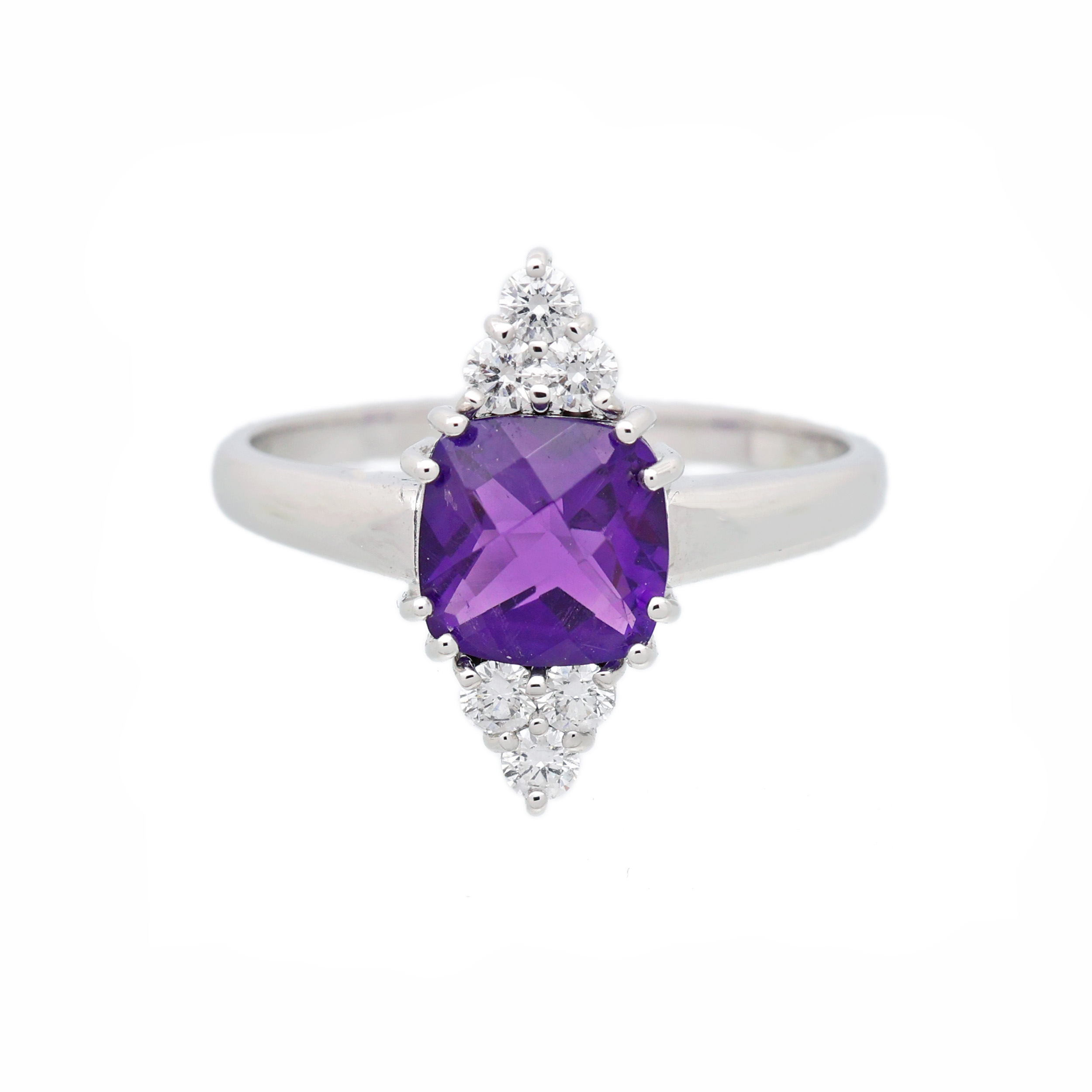 Zlatý prsten s přírodním ametystem a brilianty +certifikát pravosti