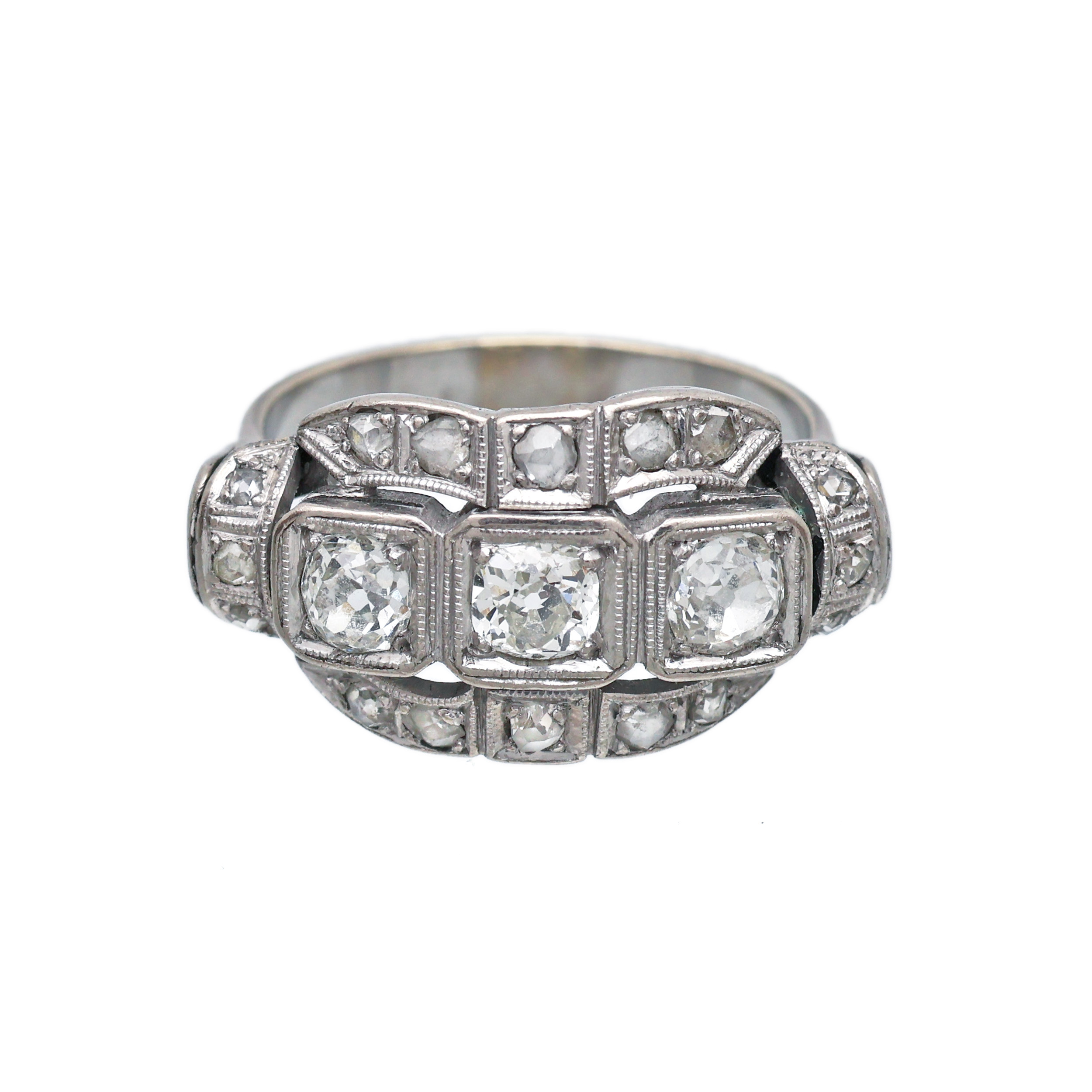 Art Deco zlatý prsten s přírodními diamanty 1,00 ct