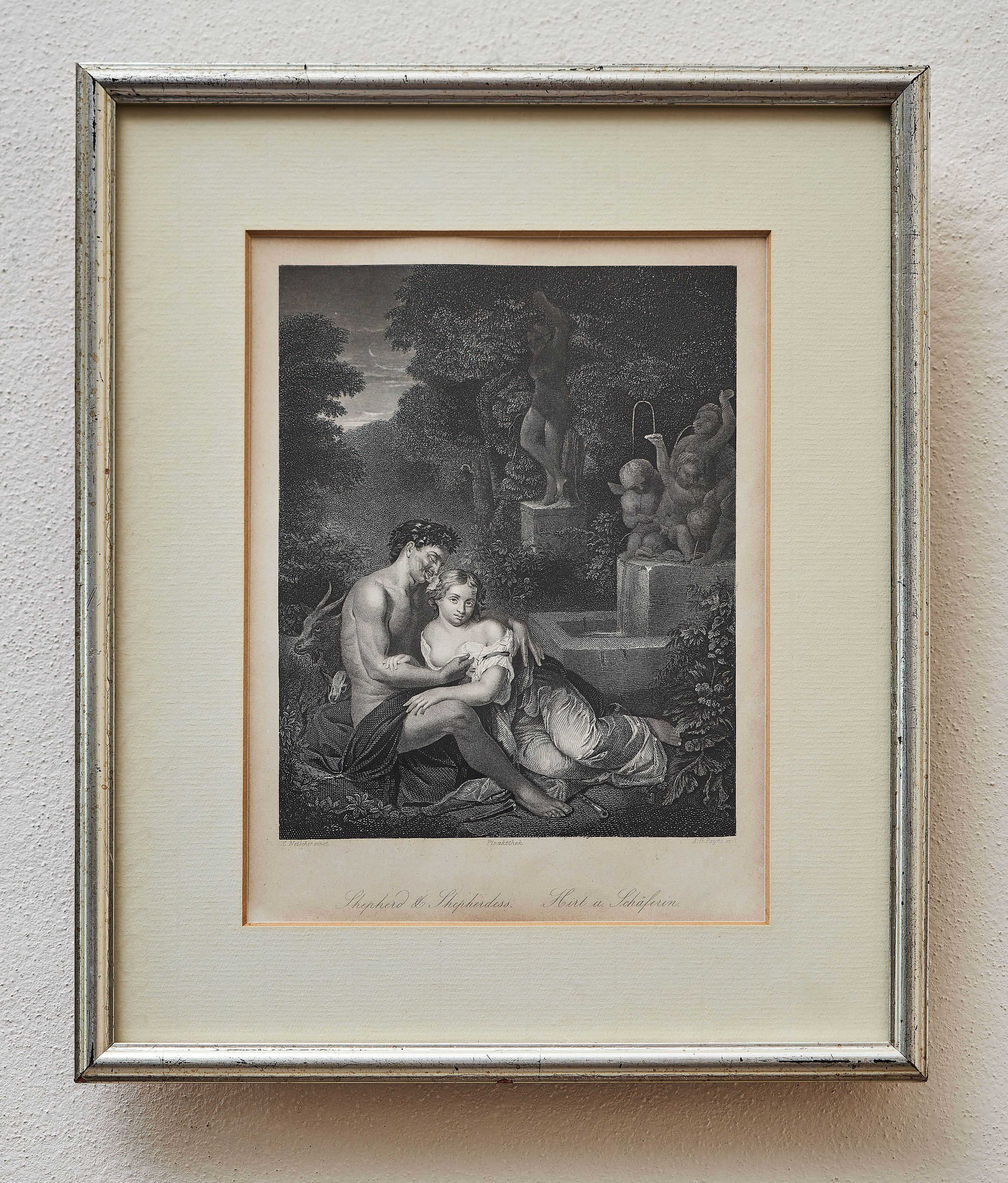 Mědiryt Shepherd & Shepherdess – pastýř a pastýřka podle Eglona van der Neera, 19. století