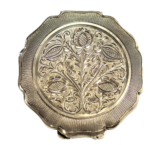 Stříbřená pudřenka se zrcátkem