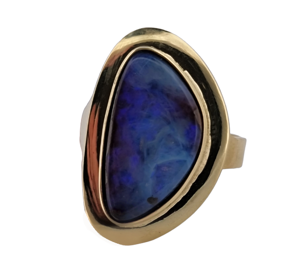 Luxusní zlatý prsten s boulder opálem