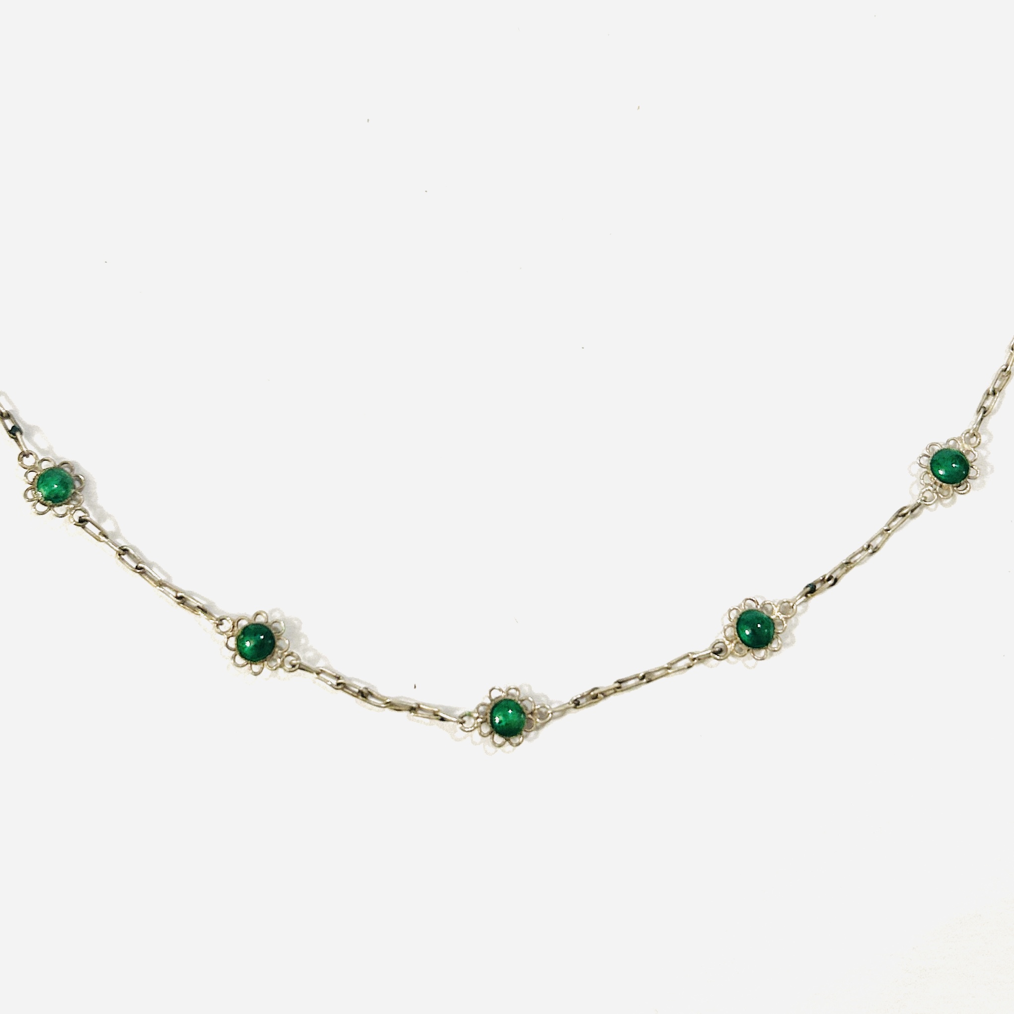 Stříbrný prvorepublikový náhrdelník se smaltem