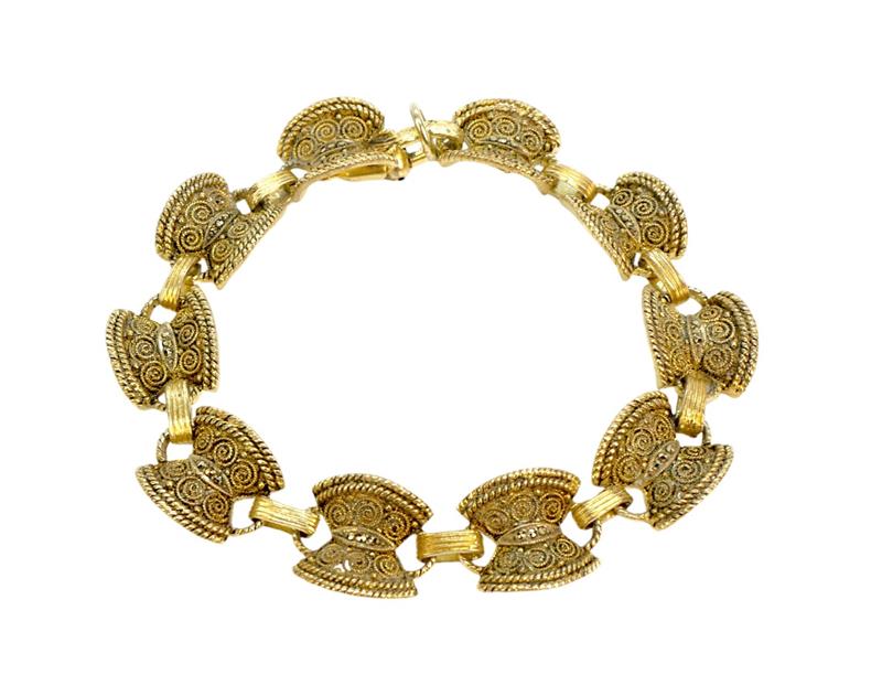 Theodor Fahrner, stříbrný náramek s markazity, Art Deco