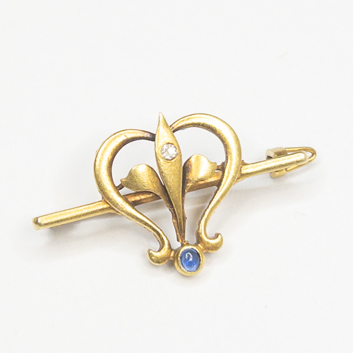 Starožitná zlatá brož s diamantem