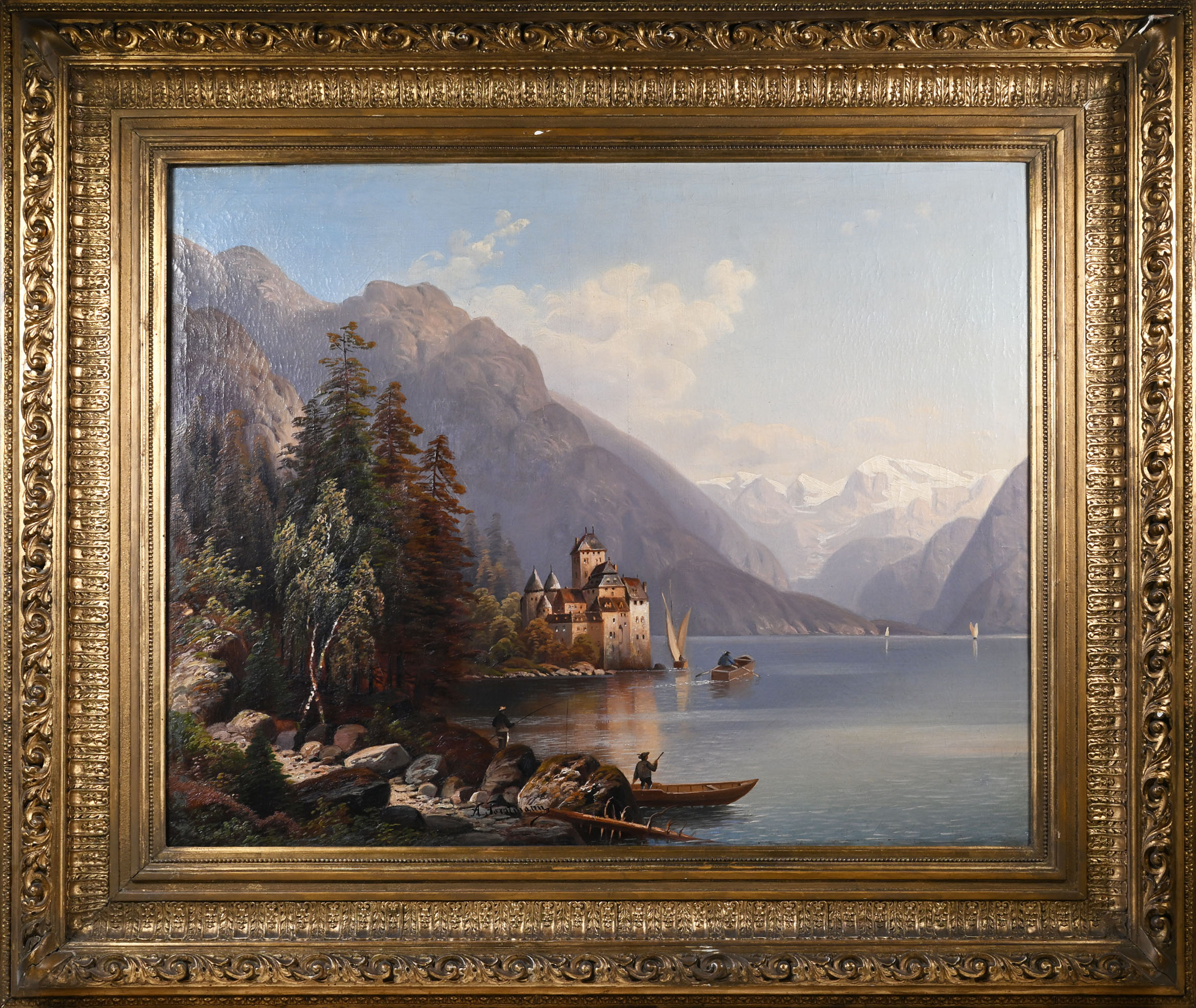 A.Forstmann : Pohled na zámek u jezera