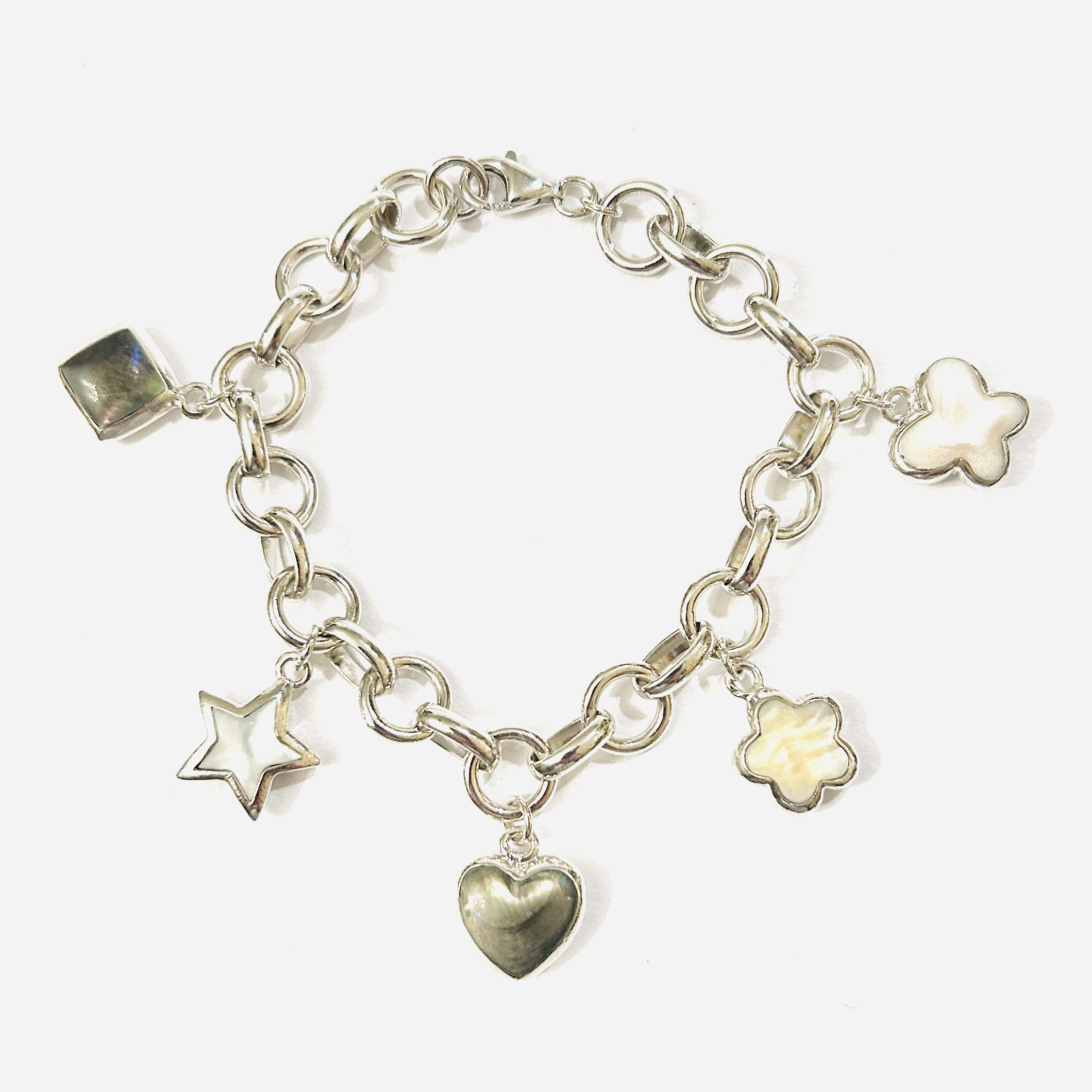 Stříbrný moderní náramek s barevnou perletí – BASSANO COLLECTION