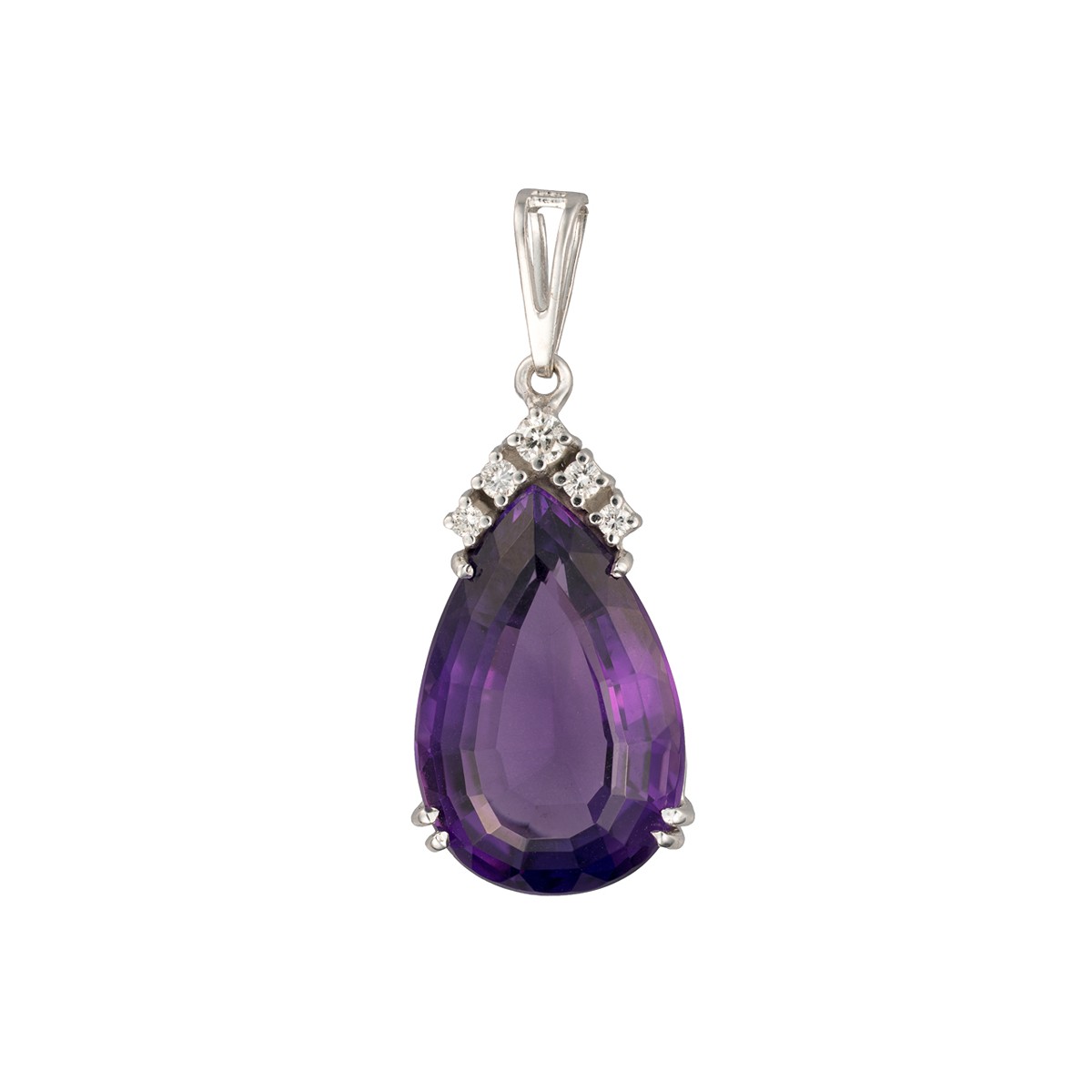 Zlatý přívěsek s přírodním ametystem a diamanty
