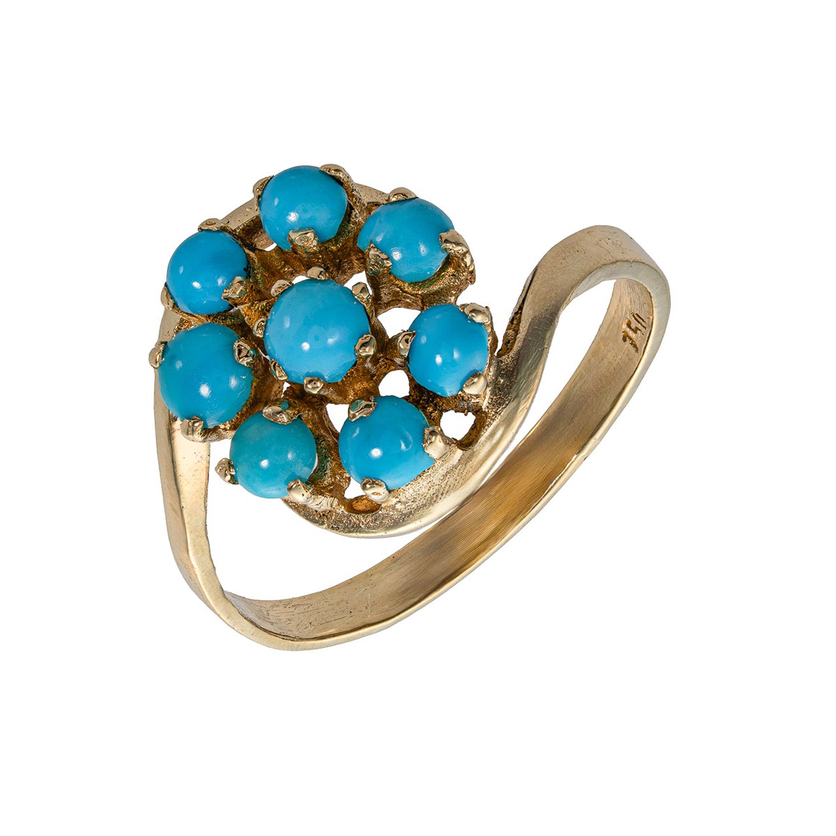 Zlatý prsten s tyrkysy