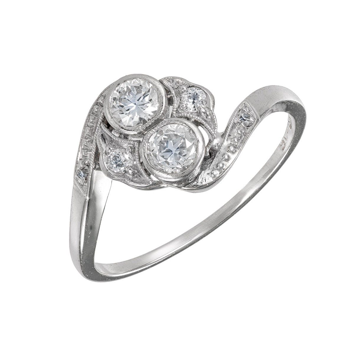 Zlatý prsten s přírodními diamanty Art Deco  0,39 ct