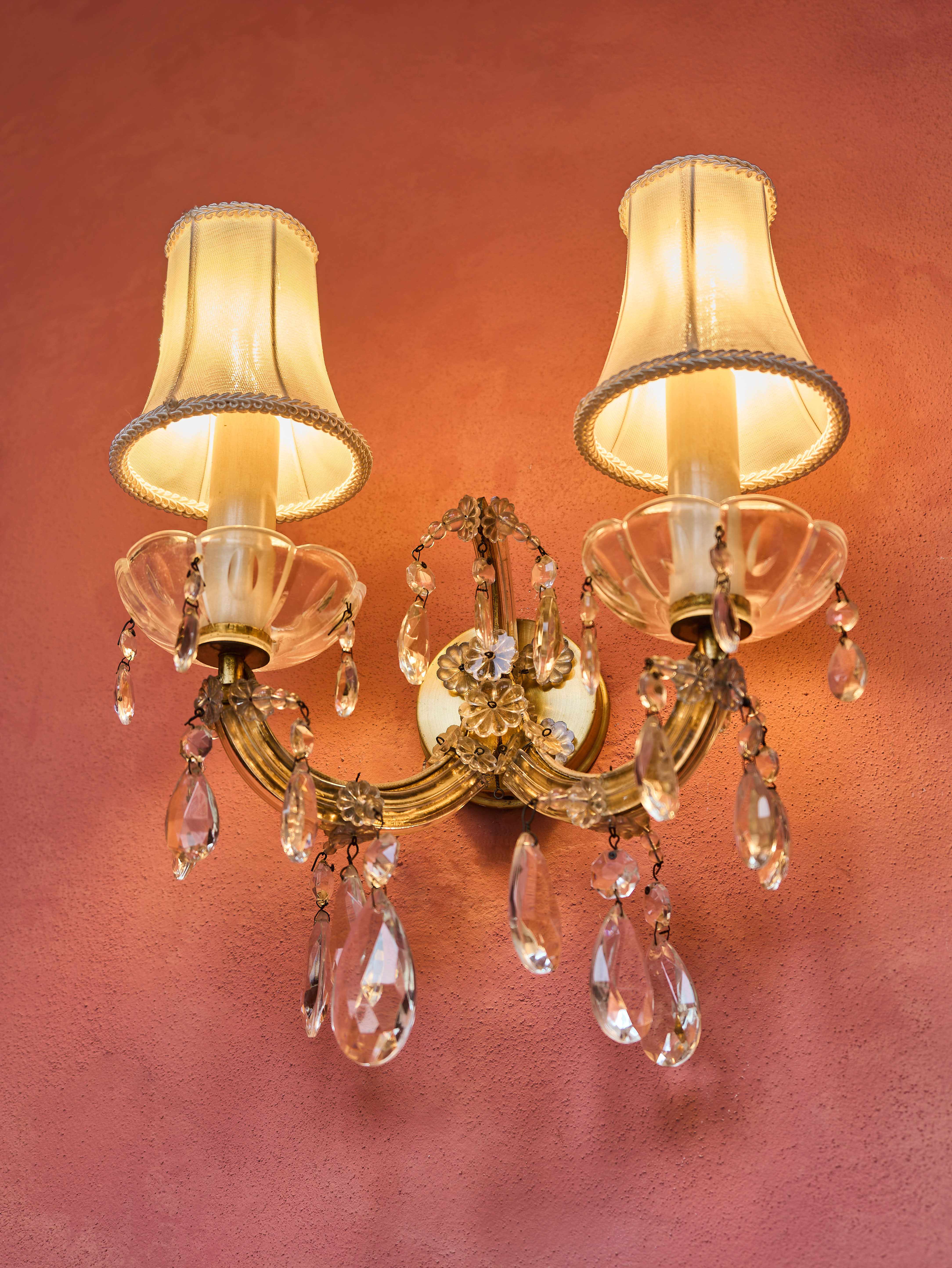 Dvouramenná tereziánská nástěnná lampa / aplika