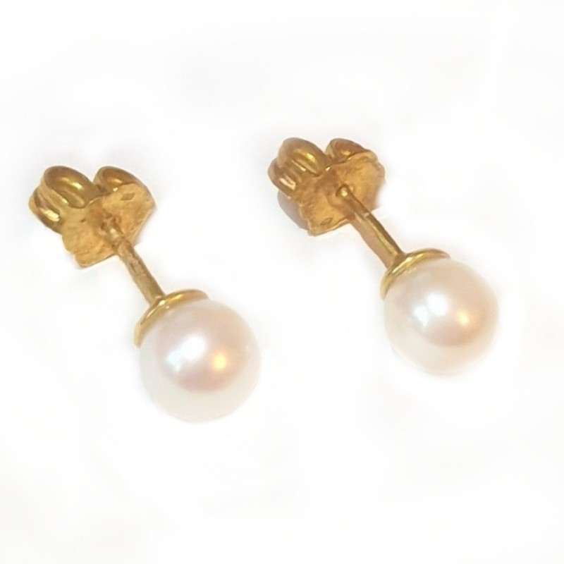 Zlaté náušnice značka ALO  s říční perlou
