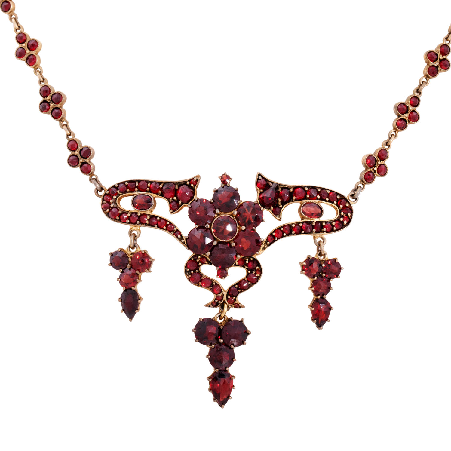 Secesní náhrdelník s českými granáty