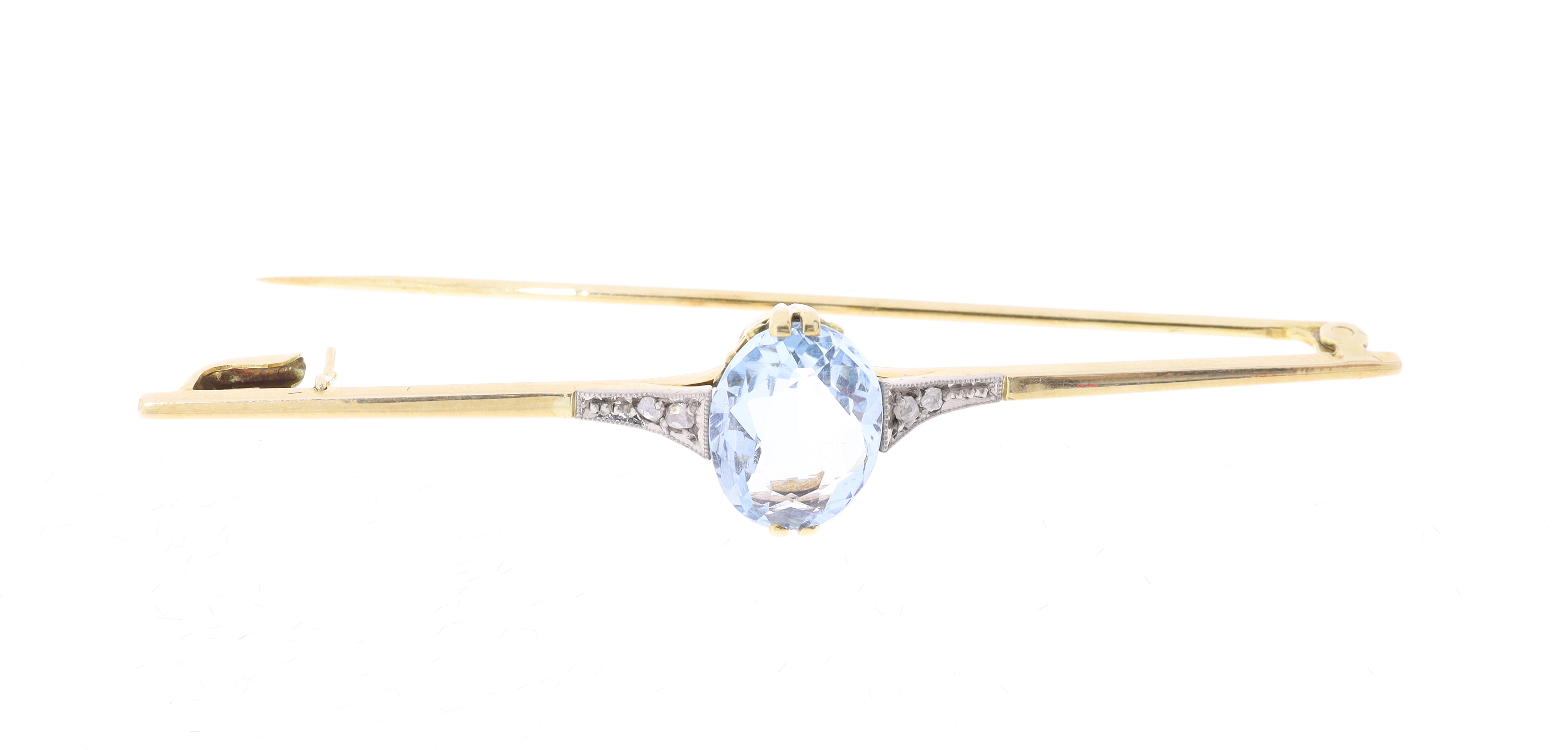 Brož s akvamarínem a diamanty
