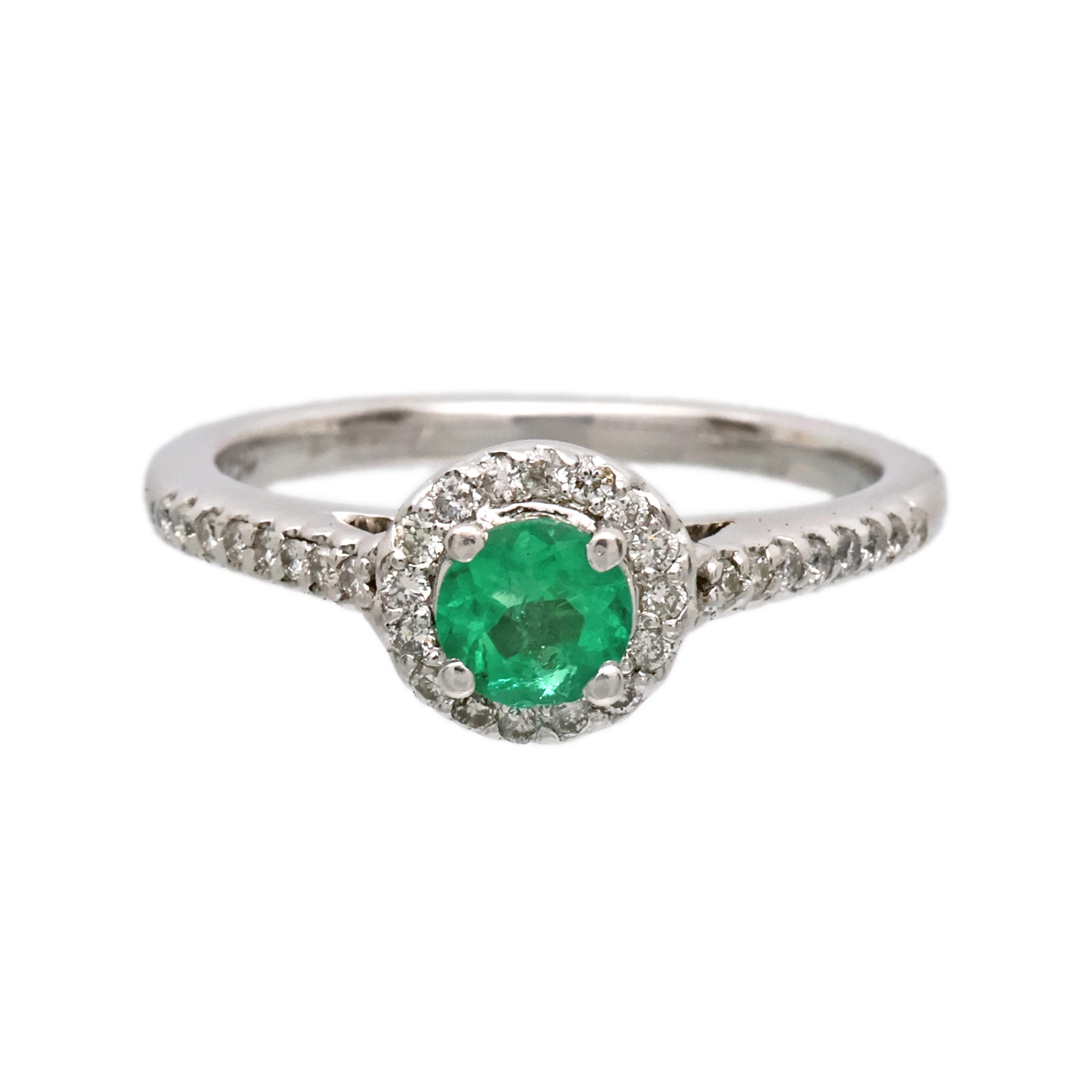 Zlatý prsten s přírodním smaragdem 0,45ct a brilianty +certifikát