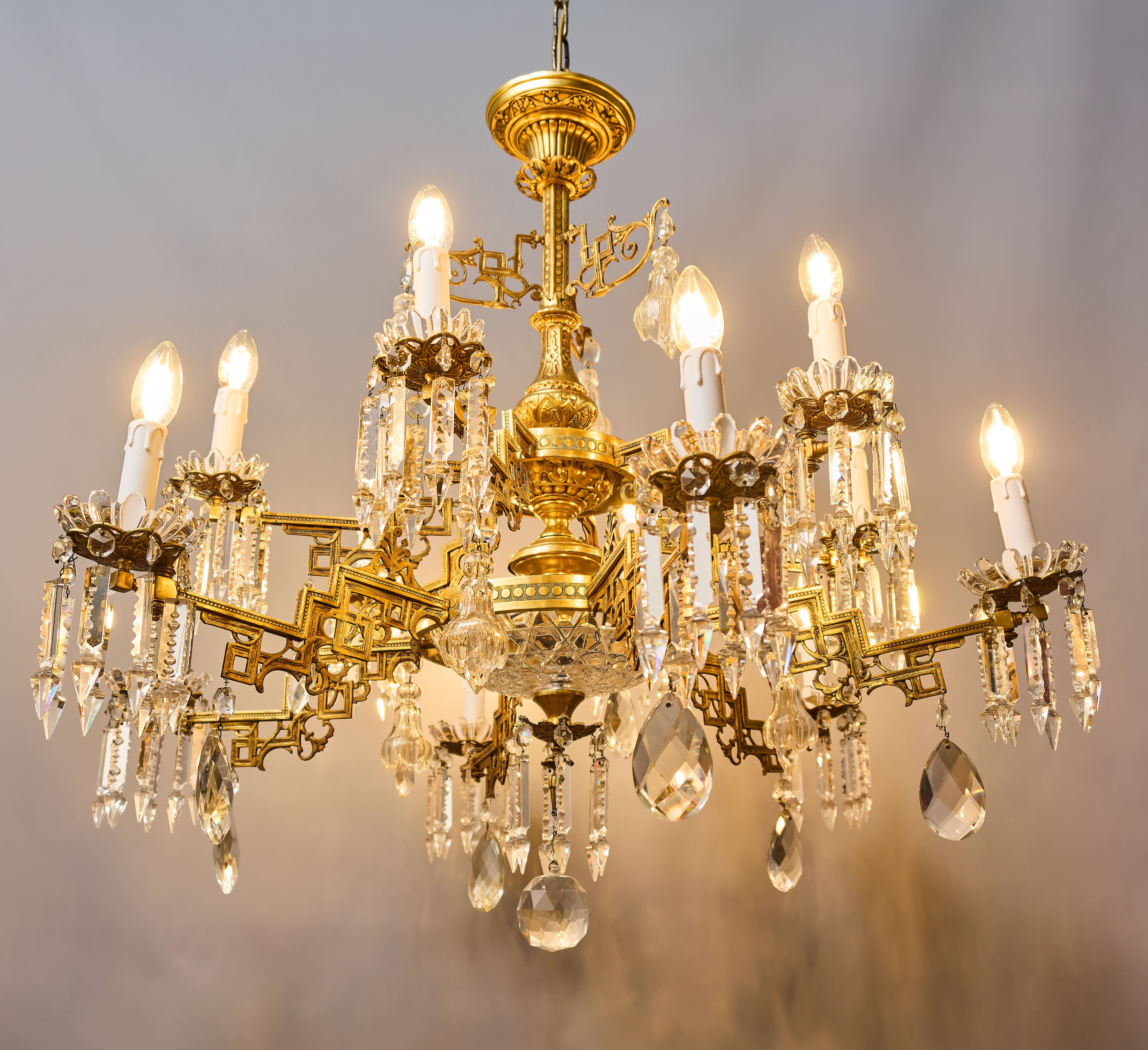 Velký lustr Art Deco na 12 žárovek