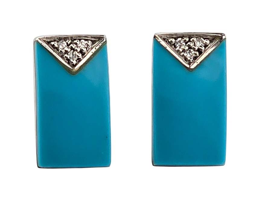Stříbrné náušnice obdélníkové s tyrkysem