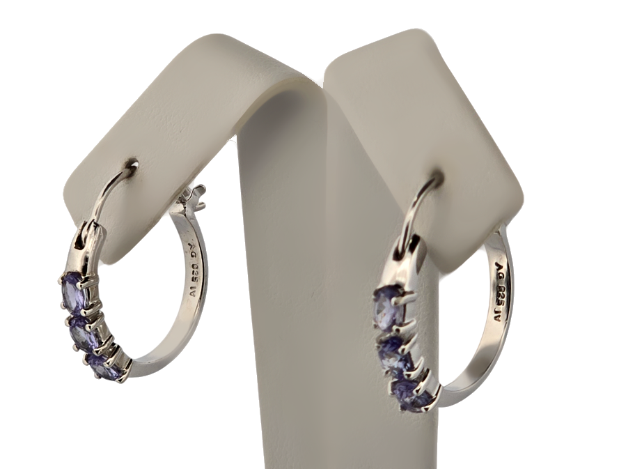 Stříbrné náušnice kroužky s tanzanity