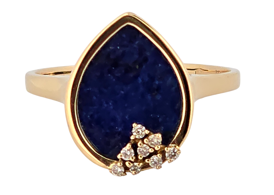 Zlatý prsten s lapis lazuli a diamanty