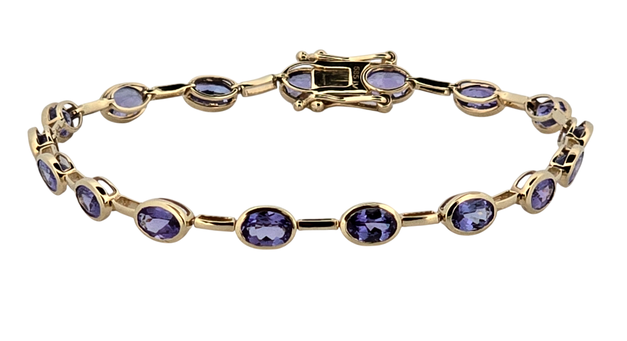 Zlatý náramek s tanzanity