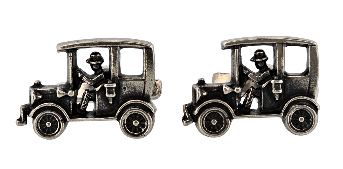 Stříbrné manžetové knoflíčky „veterán“ Scheurle ralley