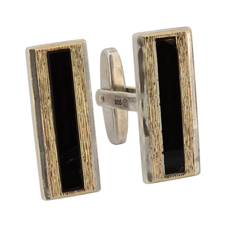 Stříbrné manžetové knoflíčky s obdélníkovým onyxem