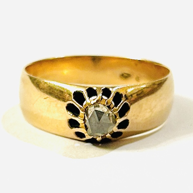 Zlatý starožitný prsten s diamantem