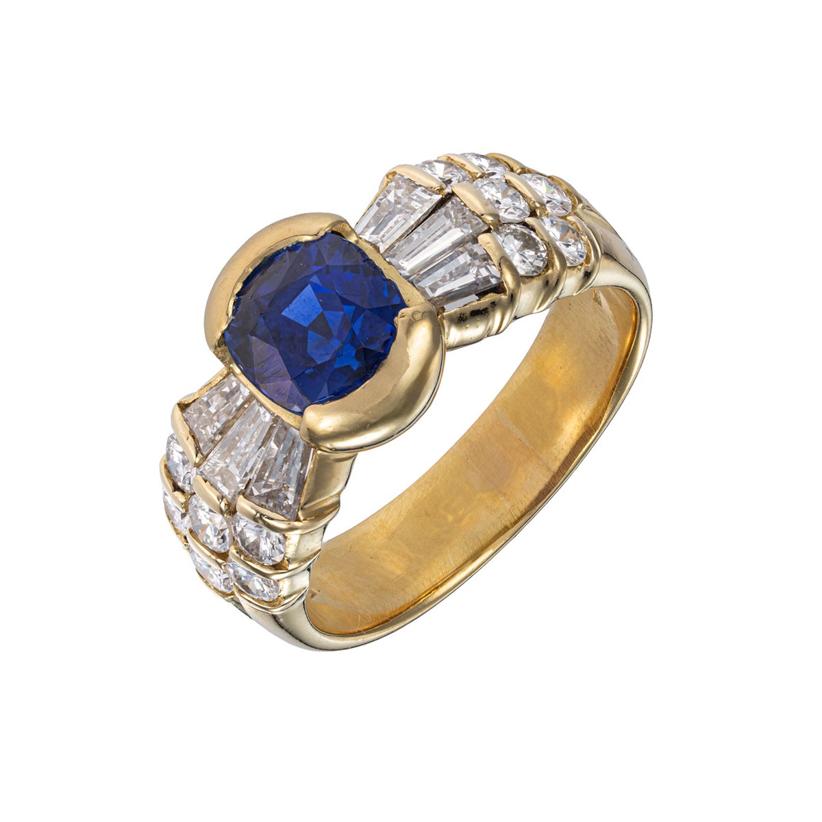 Prsten s přírodními diamanty 1,14 ct a safírem 3,00 ct