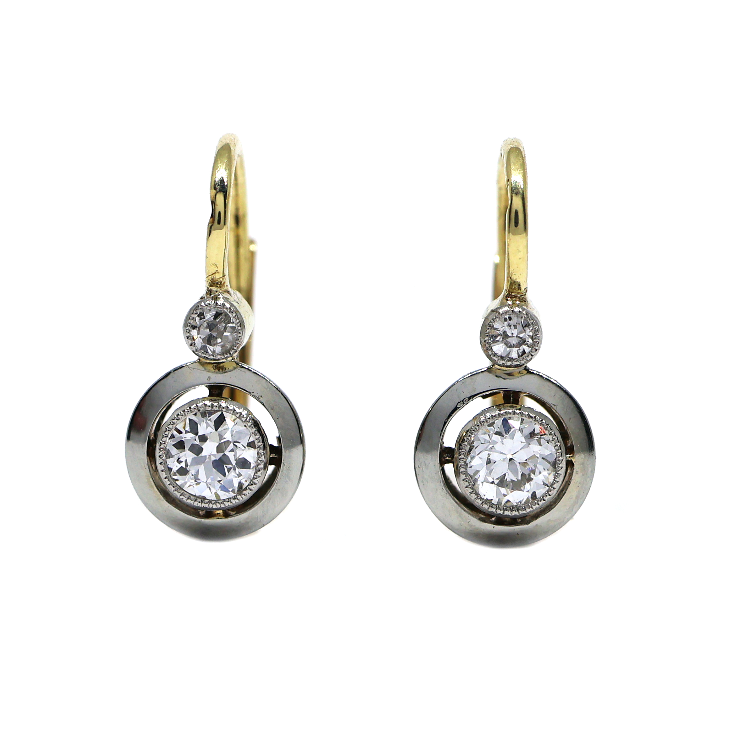 Art deco zlaté náušnice s přírodními diamanty 0,45 ct