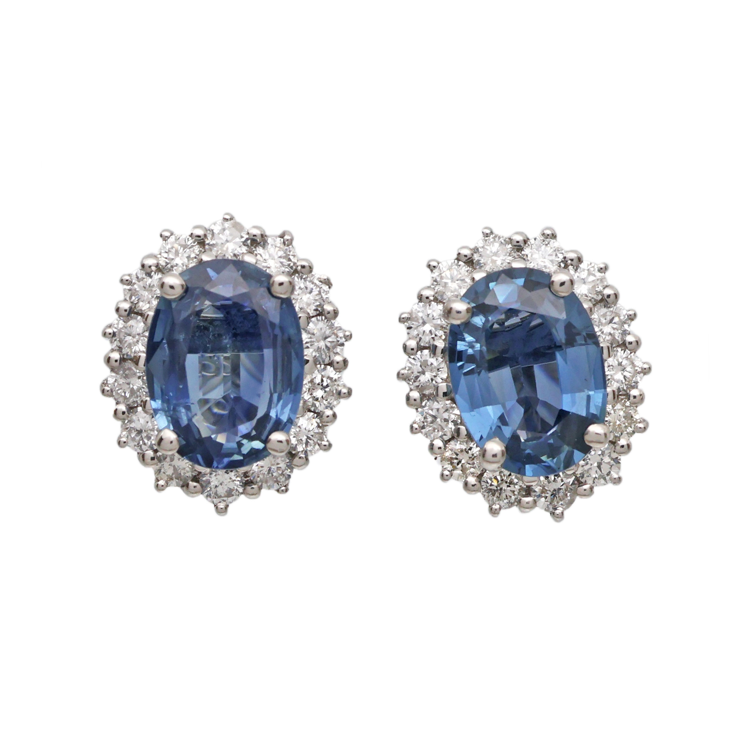 Zlaté náušnice s přírodními safíry 2,60 ct a brilianty 0,60 ct