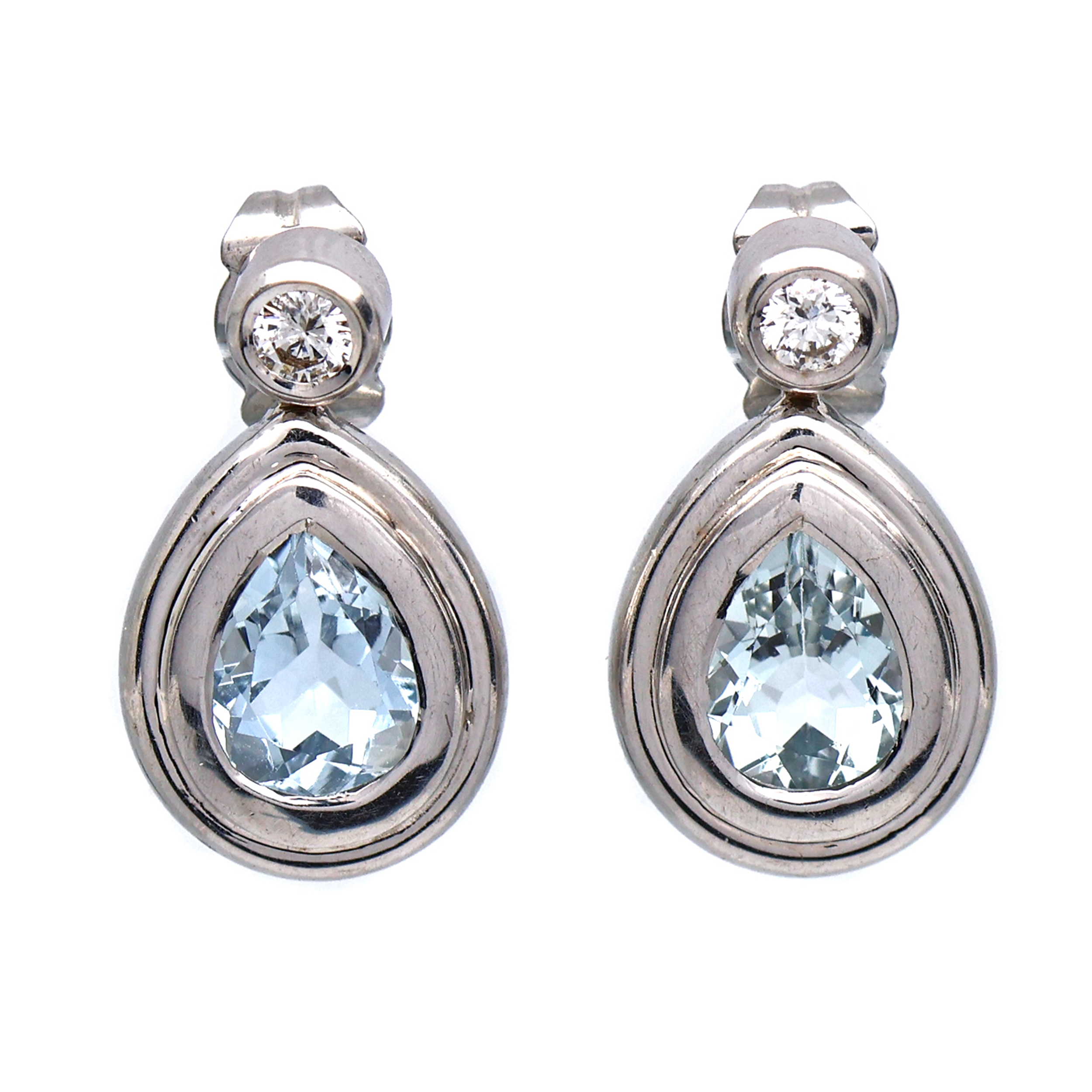 Zlaté náušnice s akvamaríny 2,26 ct a brilianty 0,20 ct+ CERTIFIKÁT PRAVOSTI