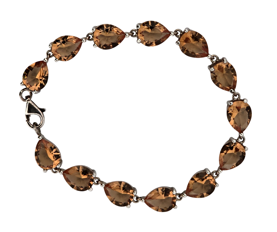 Střírný náramek s kapkovými sultanity