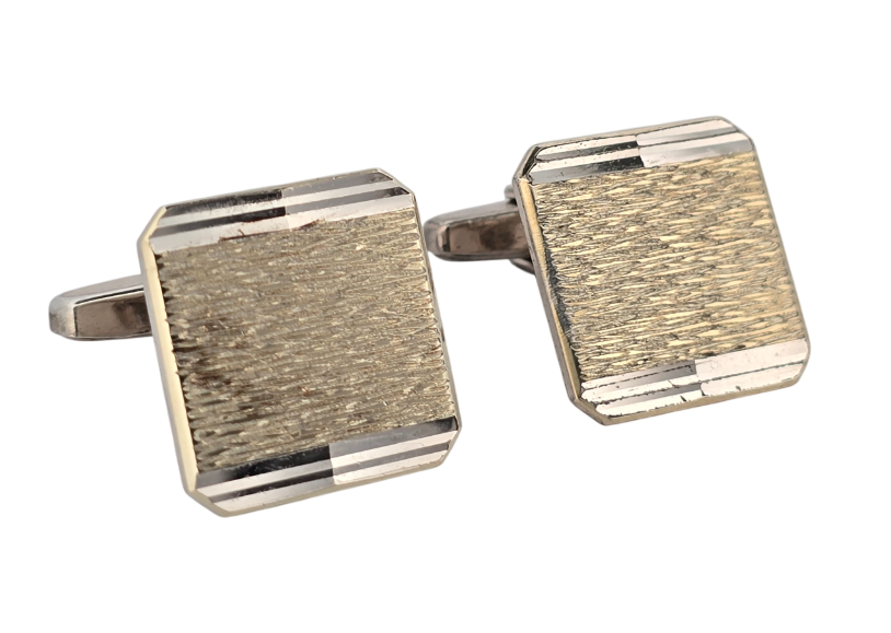 Stříbrné manžetové knoflíčky čtvercové zlacené