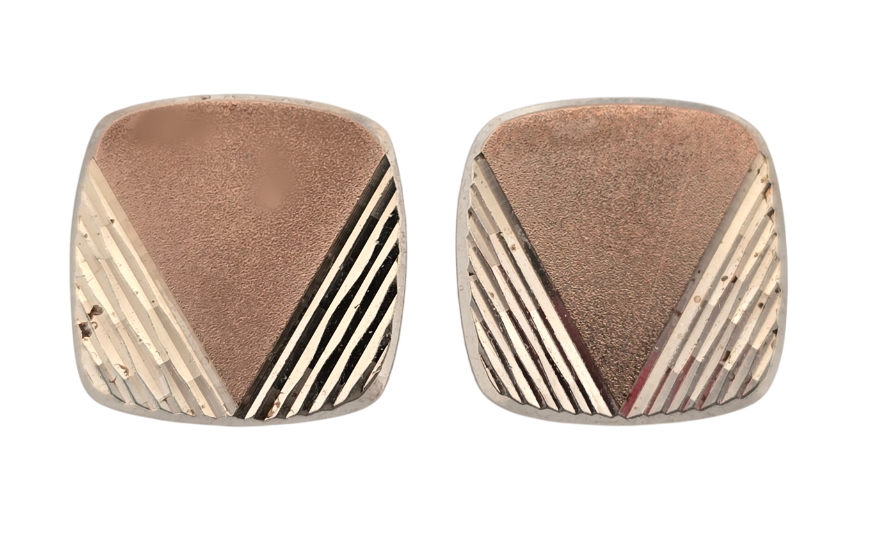 Stříbrné manžetové knoflíčky se zlatými trojúhelníky