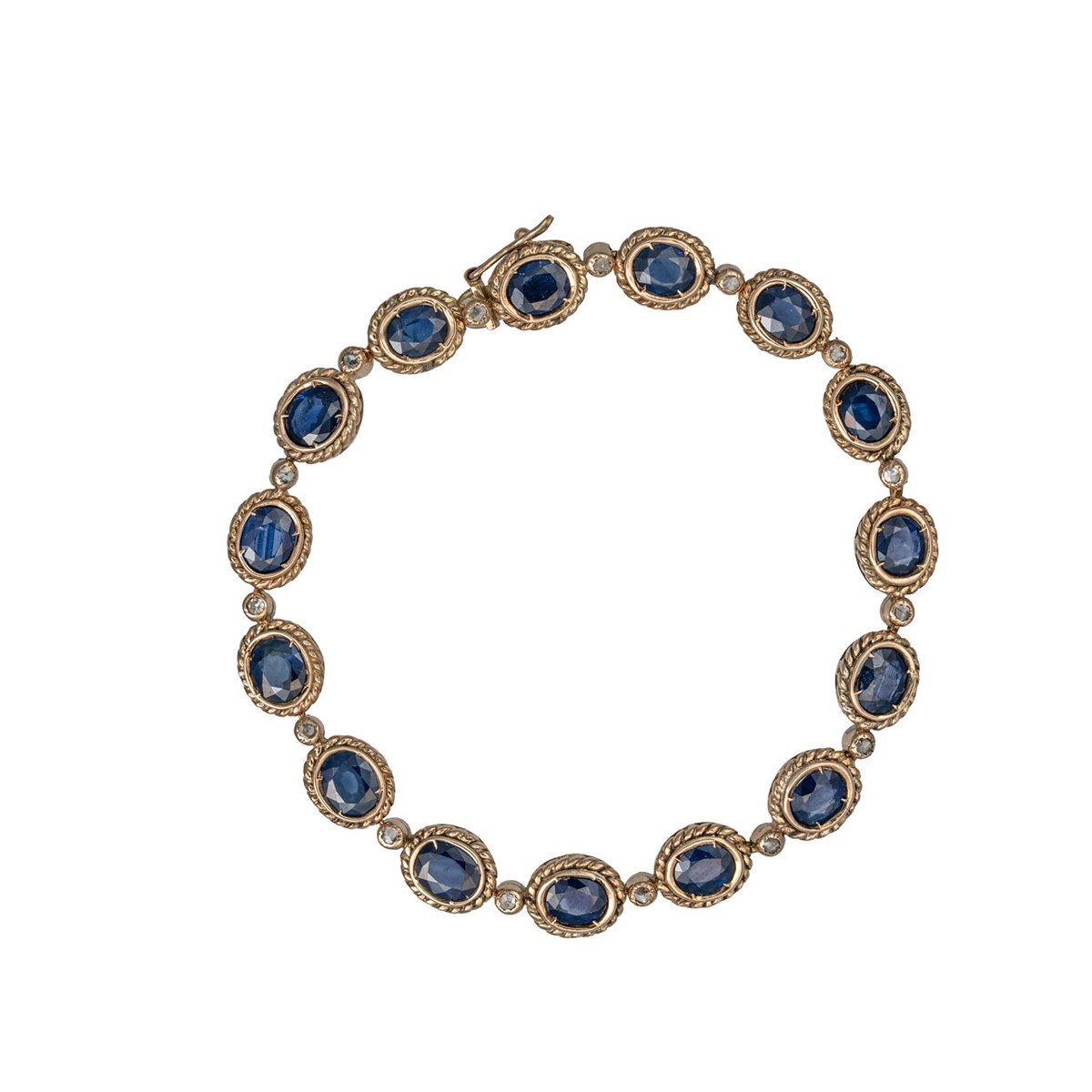 Zlatý náramek s přírodními safíry 8,80 ct a diamanty 0,15 ct