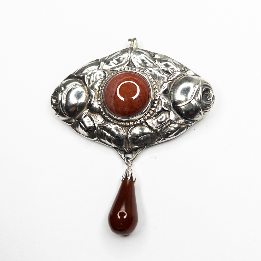 stříbrná brož/závěs s achátem