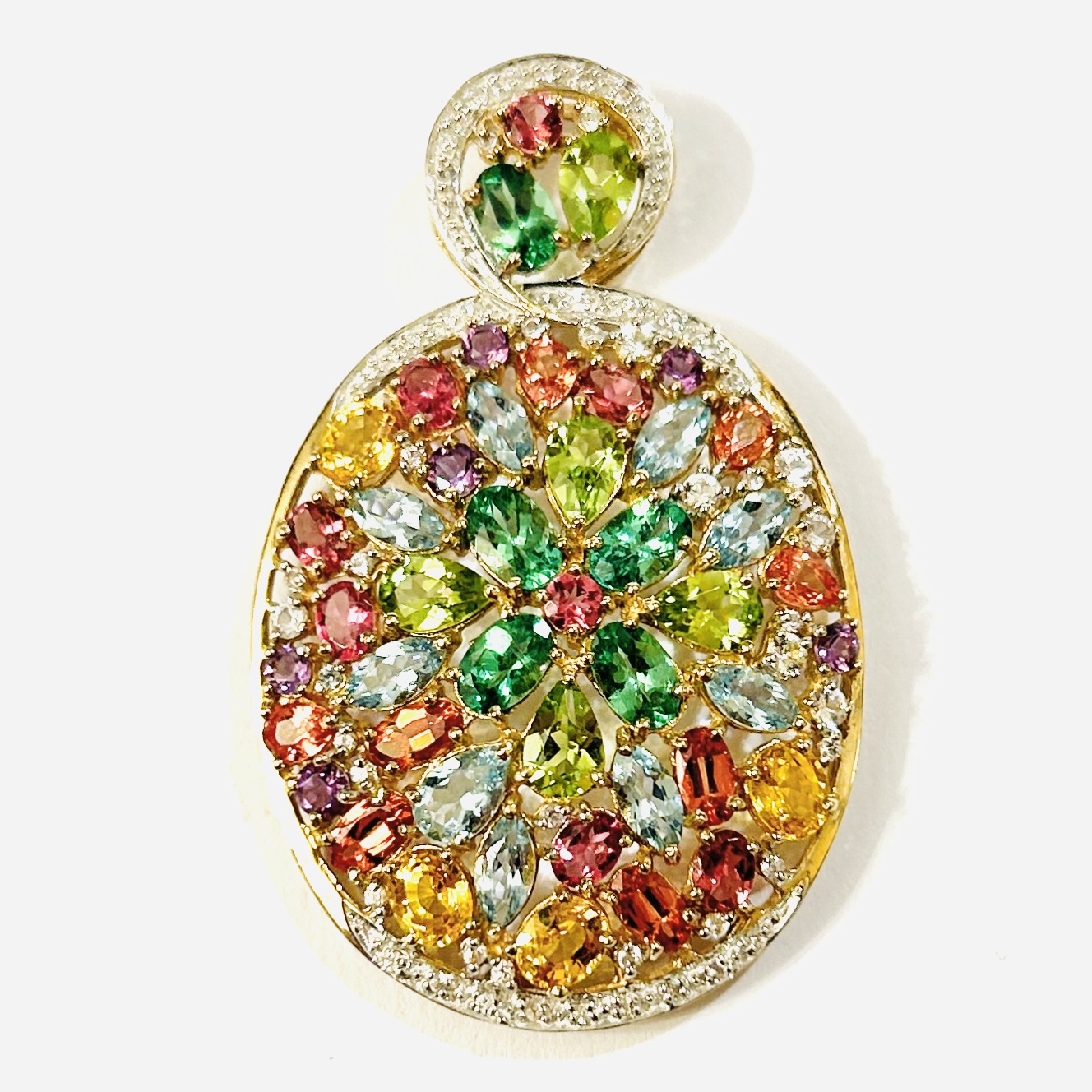 Zlatý přívěšek s barevnými drahými kameny