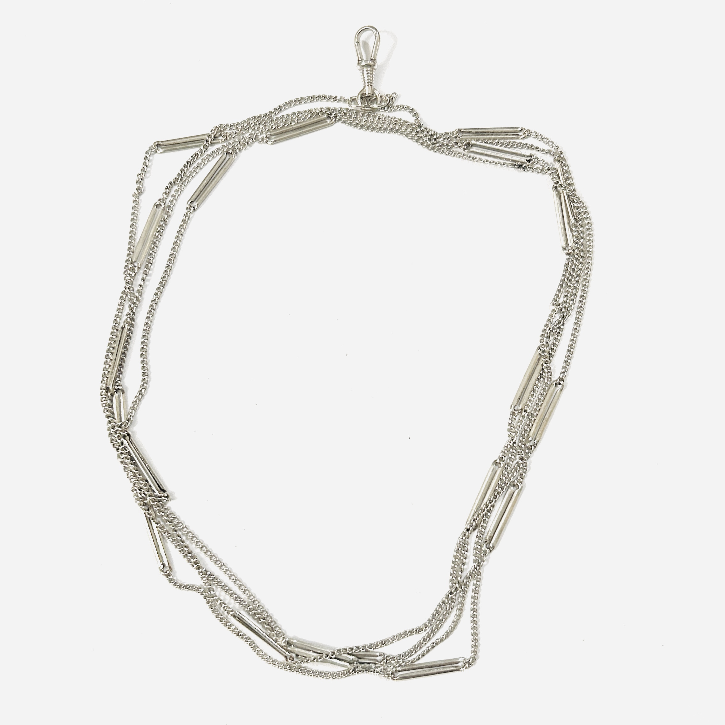 Stříbrný starožitný dlouhý řetízek, 144 cm