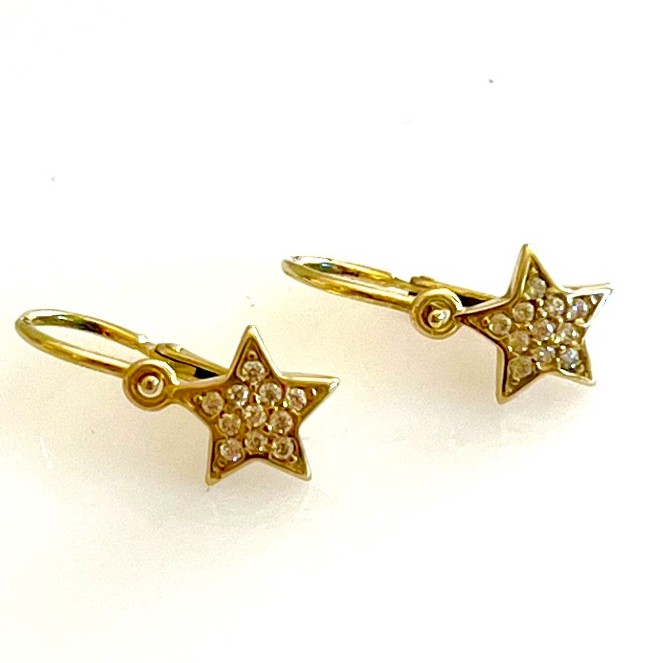 Dětské zlaté náušnice ze žlutého zlata – hvězdičky