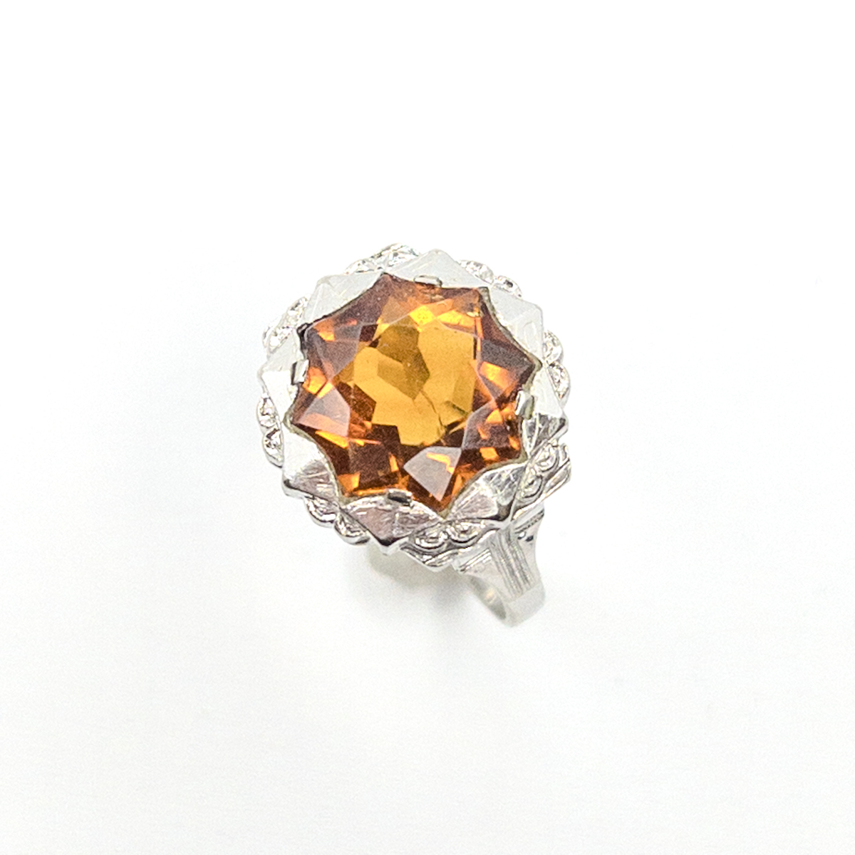 Starožitný zlatý prsten s citrínem Madeira