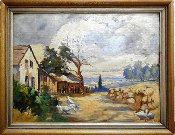 Obraz Vesnická krajina signováno Fišer