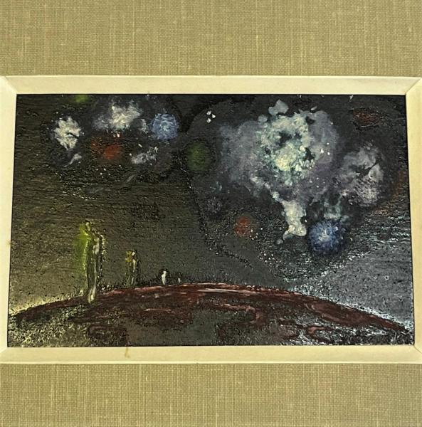 Sada 3 kusů  surrealistických miniaturních obrazů autor Kočvara